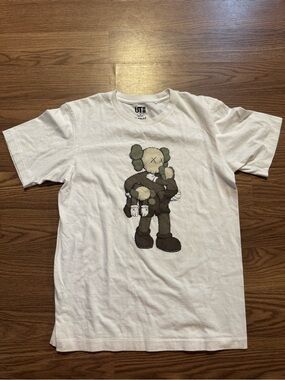 KAWS White Tee with Olive & Brown Companion Graphic
